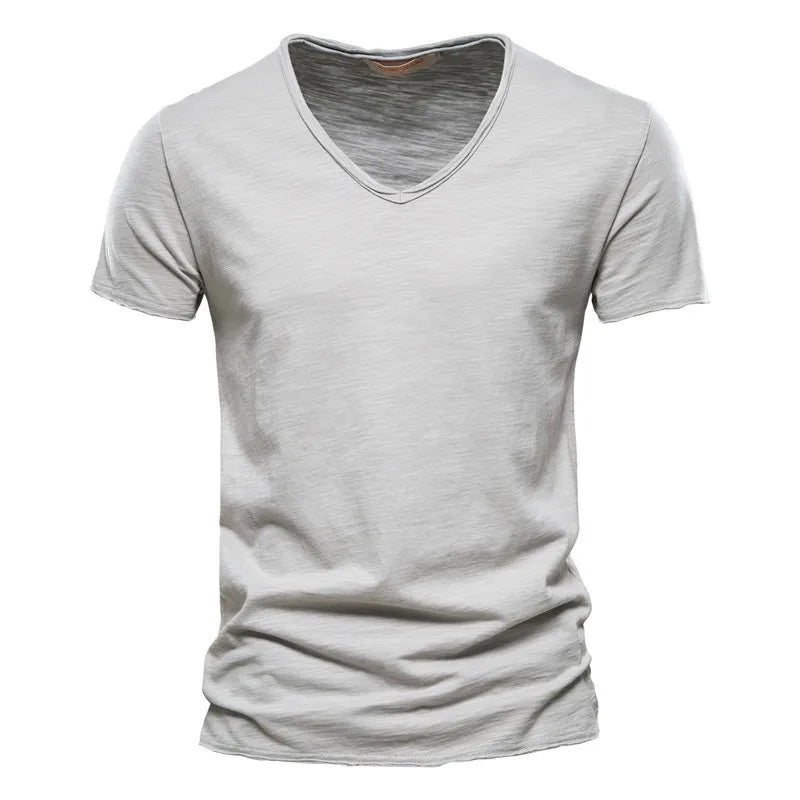 Cotton Men T-shirt V-neck Fashion Design