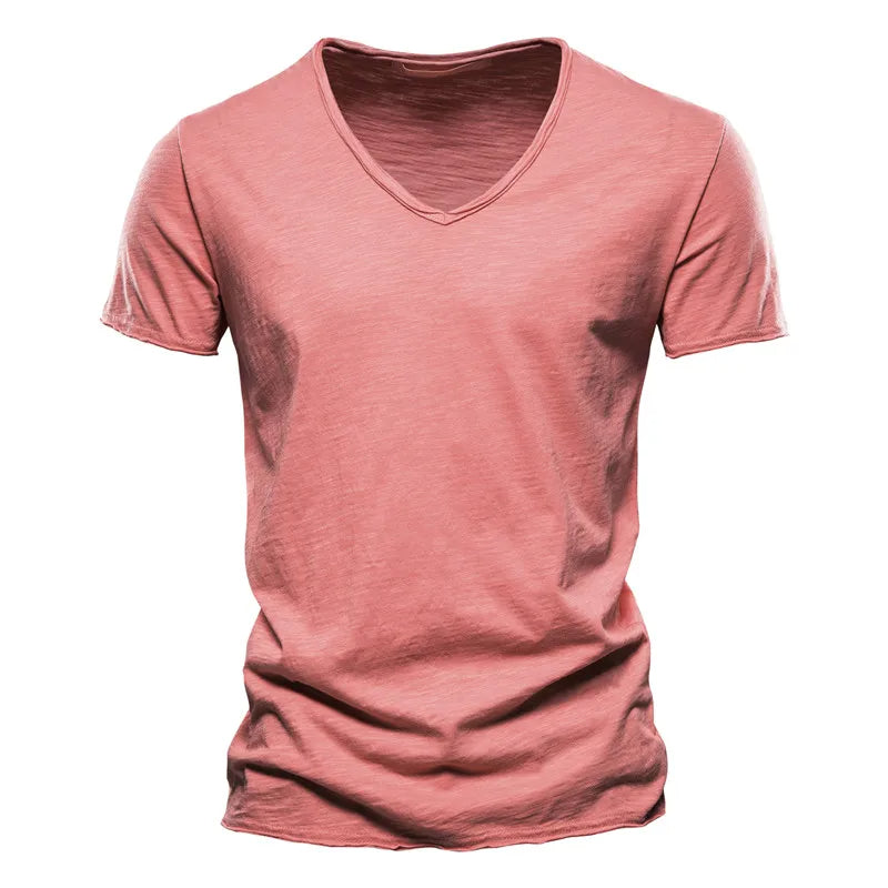 Cotton Men T-shirt V-neck Fashion Design