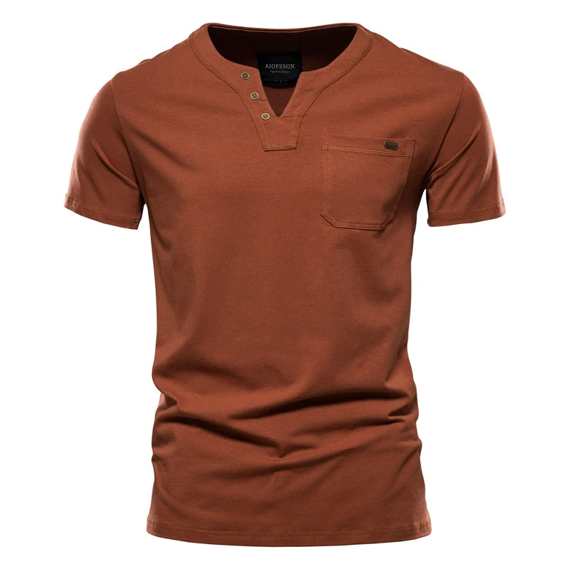 Summer Top Quality Cotton T Shirt Men Solid Color