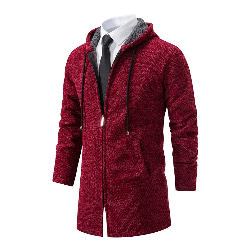 Men's Knitted Cardigan Casual Hooded Coat Slim