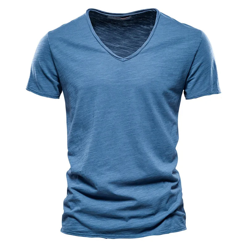 Cotton Men T-shirt V-neck Fashion Design