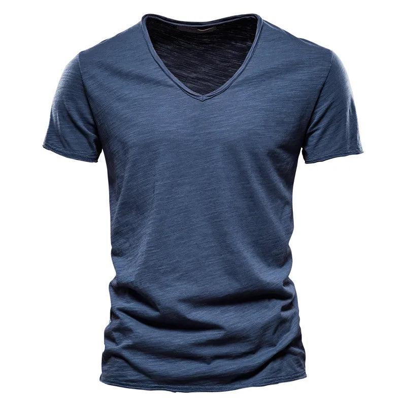 Cotton Men T-shirt V-neck Fashion Design