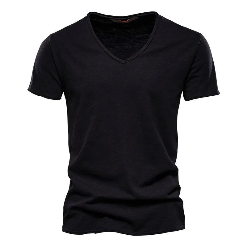 Cotton Men T-shirt V-neck Fashion Design