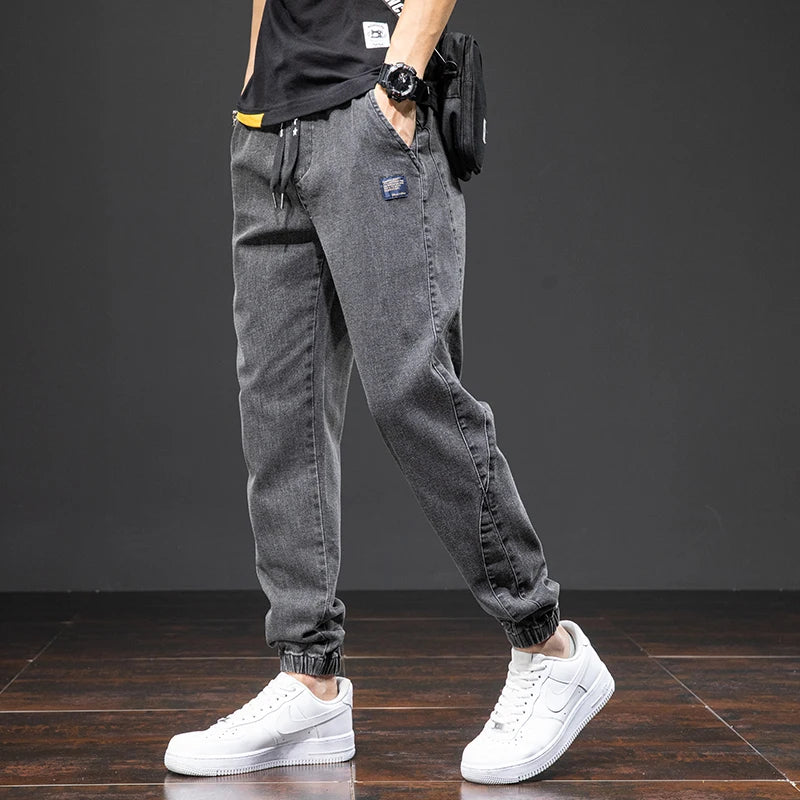 Spring Summer Black Blue Cargo Jeans Men Streetwear Denim