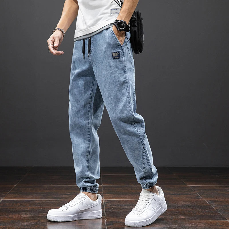 Spring Summer Black Blue Cargo Jeans Men Streetwear Denim