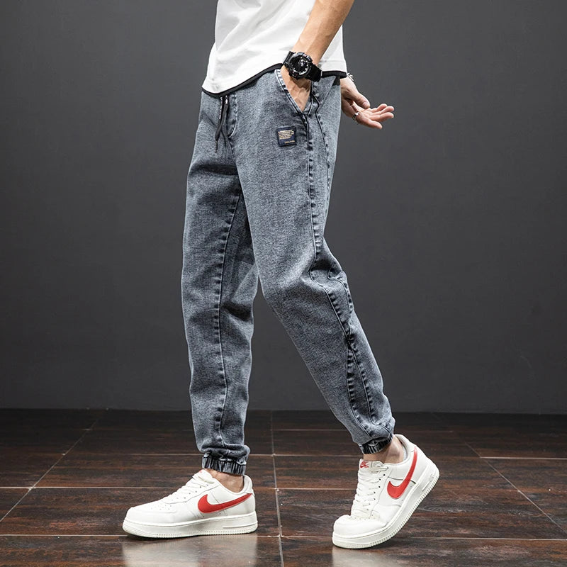 Spring Summer Black Blue Cargo Jeans Men Streetwear Denim