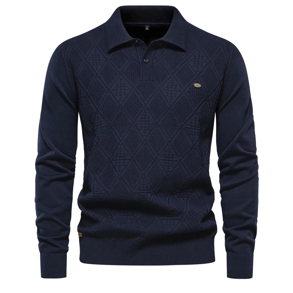 Autumn Cotton Polo Neck Sweatshirt for Men High Quality