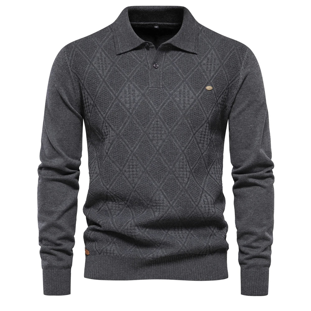 Autumn Cotton Polo Neck Sweatshirt for Men High Quality