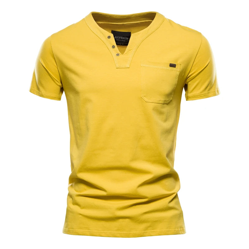 Summer Top Quality Cotton T Shirt Men Solid Color