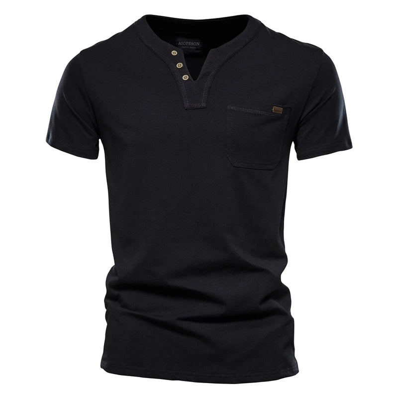 Summer Top Quality Cotton T Shirt Men Solid Color