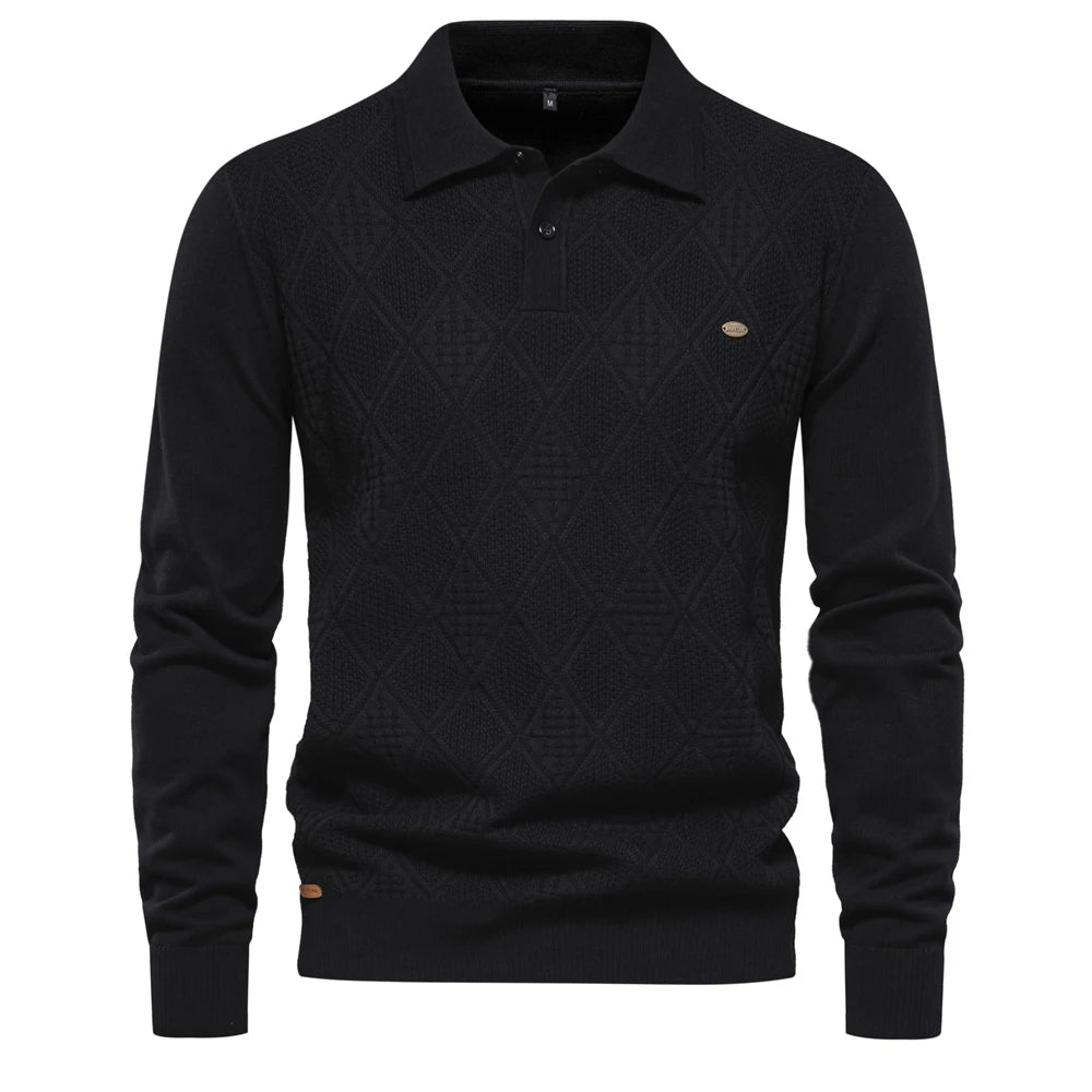 Autumn Cotton Polo Neck Sweatshirt for Men High Quality