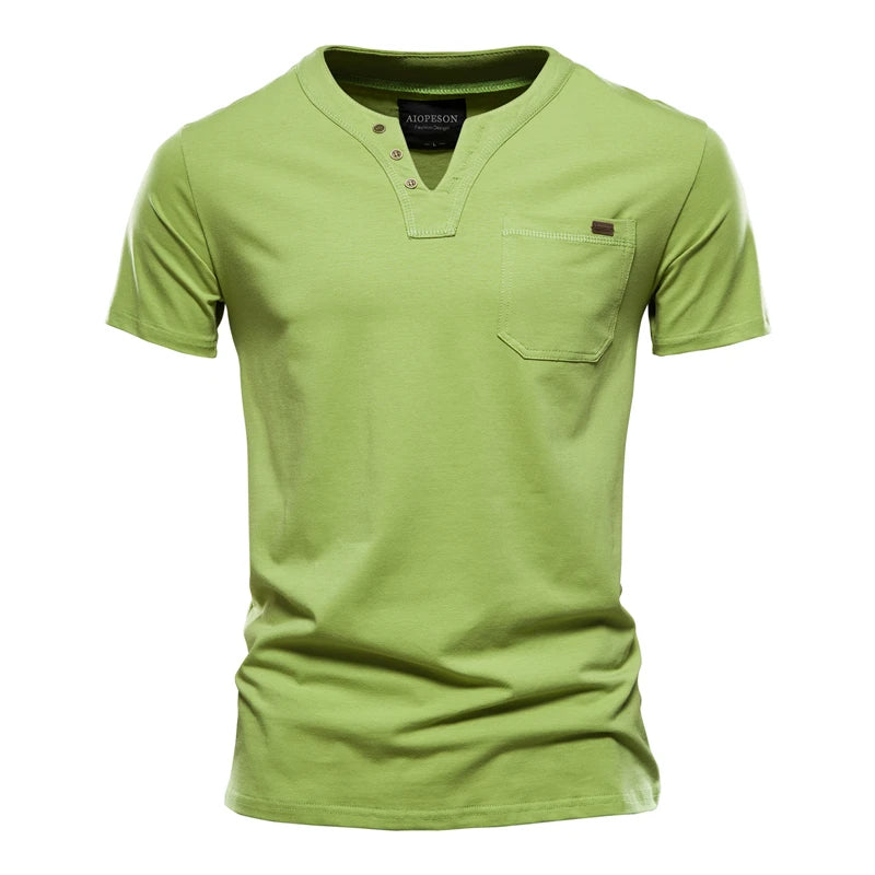 Summer Top Quality Cotton T Shirt Men Solid Color