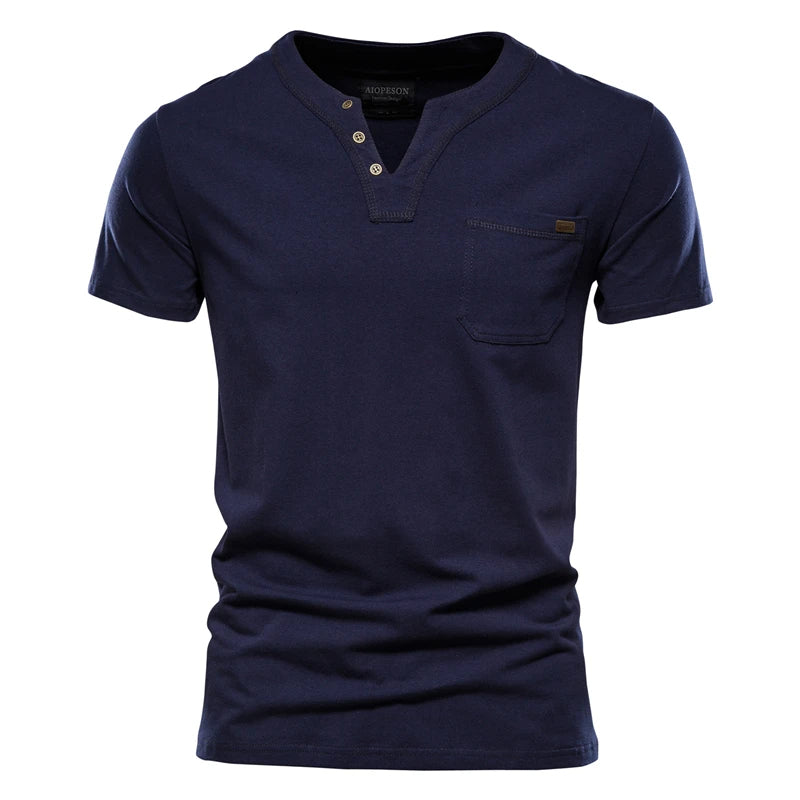 Summer Top Quality Cotton T Shirt Men Solid Color