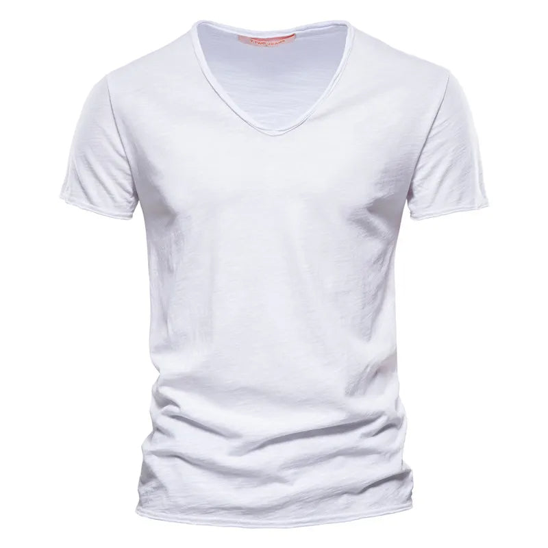 Cotton Men T-shirt V-neck Fashion Design