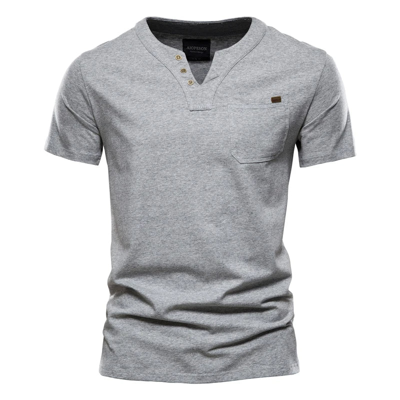 Summer Top Quality Cotton T Shirt Men Solid Color