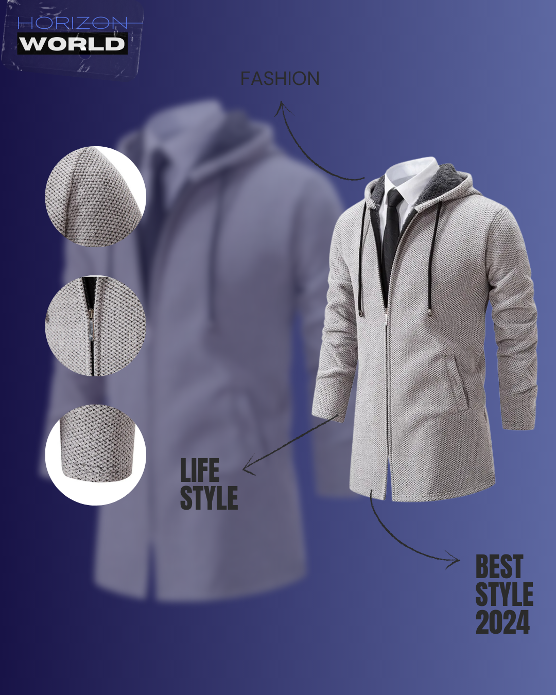 Men's Knitted Cardigan Casual Hooded Coat Slim