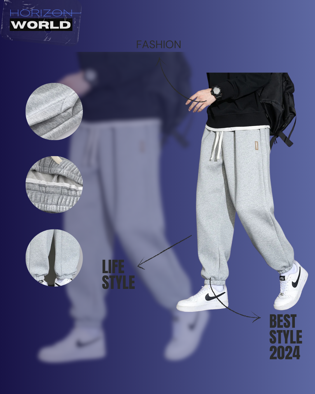 Men's Sweatpants Elastic Waist Casual Baggy Pants