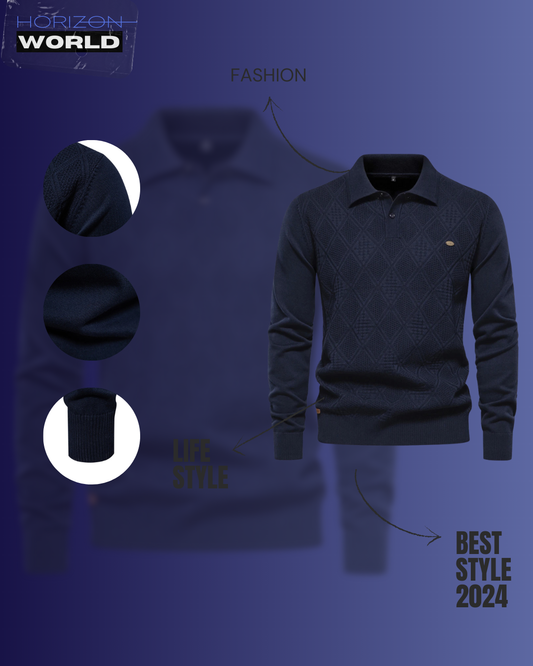 Autumn Cotton Polo Neck Sweatshirt for Men High Quality